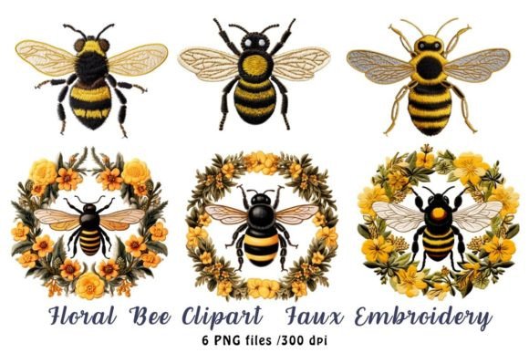 Review: Floral Bee Clipart Faux Embroidery for Apparel