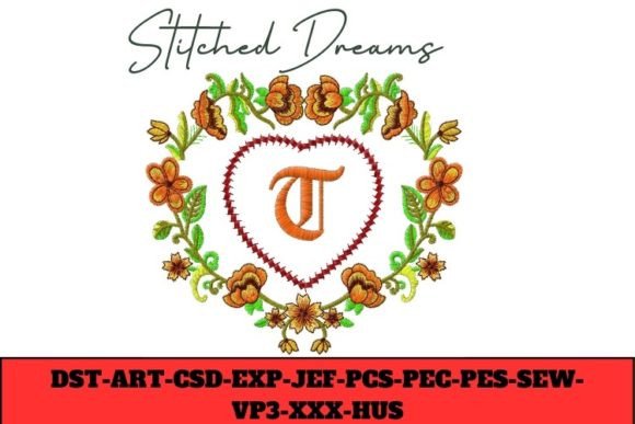 Reviewing Floral Heart Letter T for Commercial Embroidery